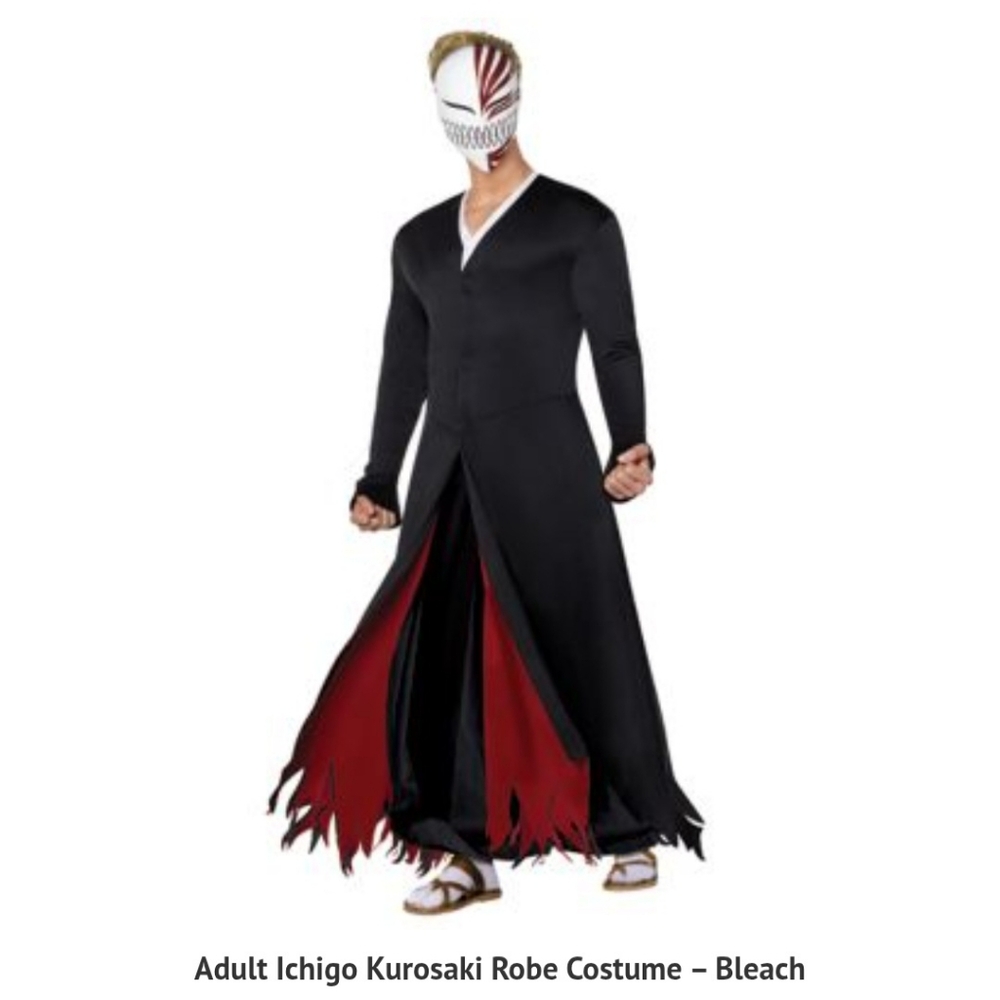 Cos Bleach Cloak Robe Costume Ichigo Kurasaki Robe Black and Red L/XL